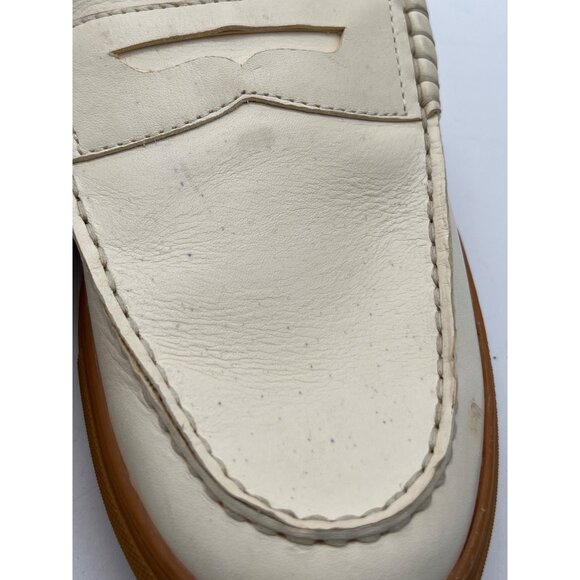 G.H. Bass Mens White Leather Penny Loafers With Gum Sole Size 8 - Picture 13 of 13